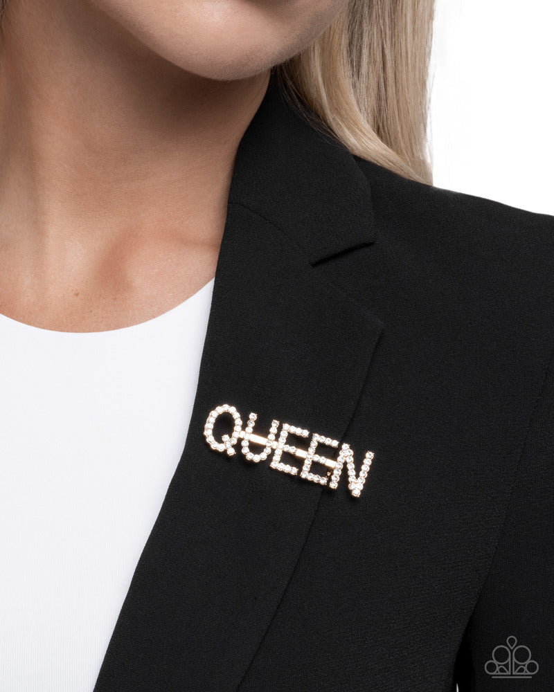 Queen Behavior - Gold Brooch – Paparazzi Jewelry & Accessories | Online ...