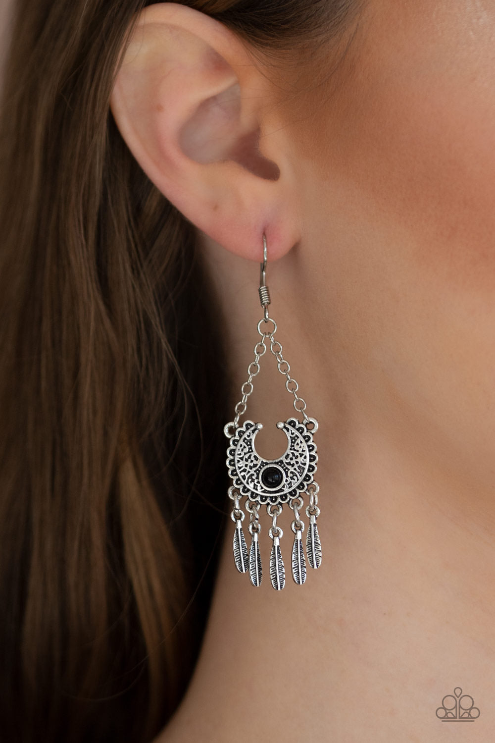 Fabulously Feathered - Black Earring