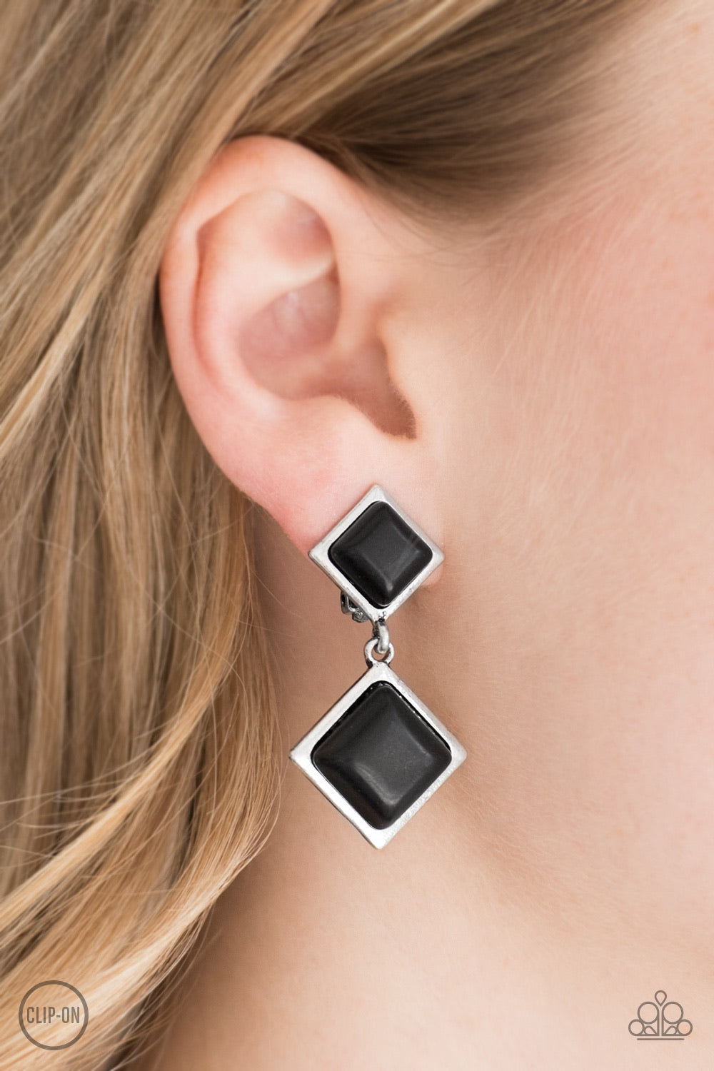 Geo Glam - Black Earring