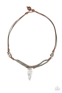 Off With His ARROWHEAD - Brown Urban Necklace