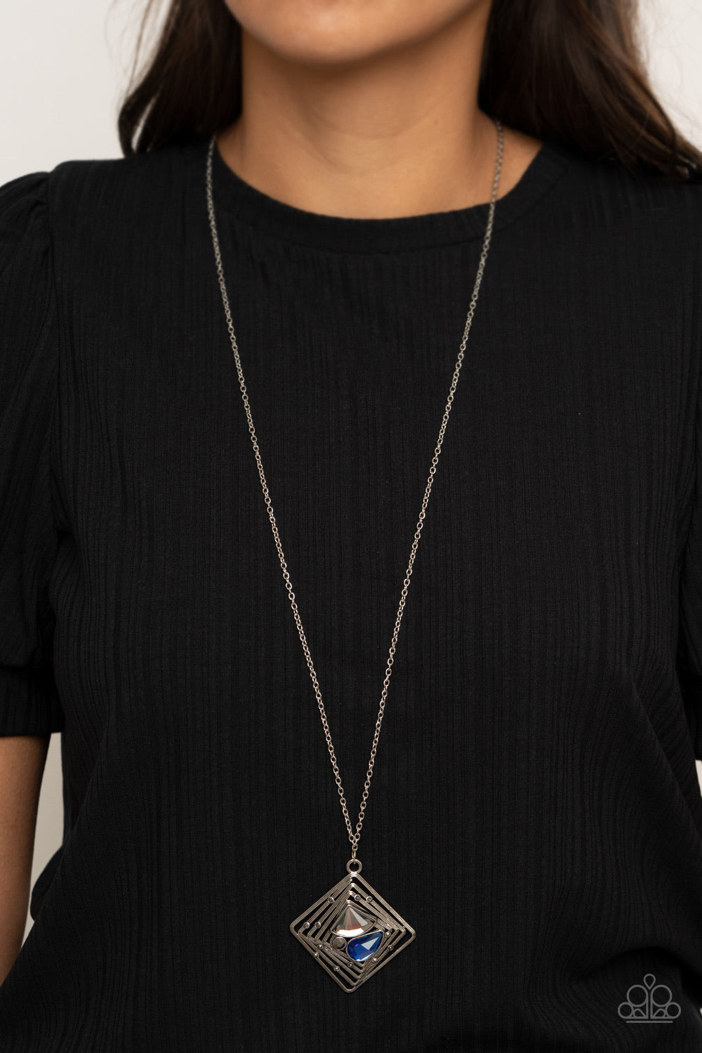 Timelessly Tilted - Blue Necklace