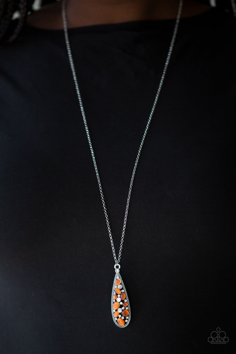 Teardrop Treasure - Orange Necklace
