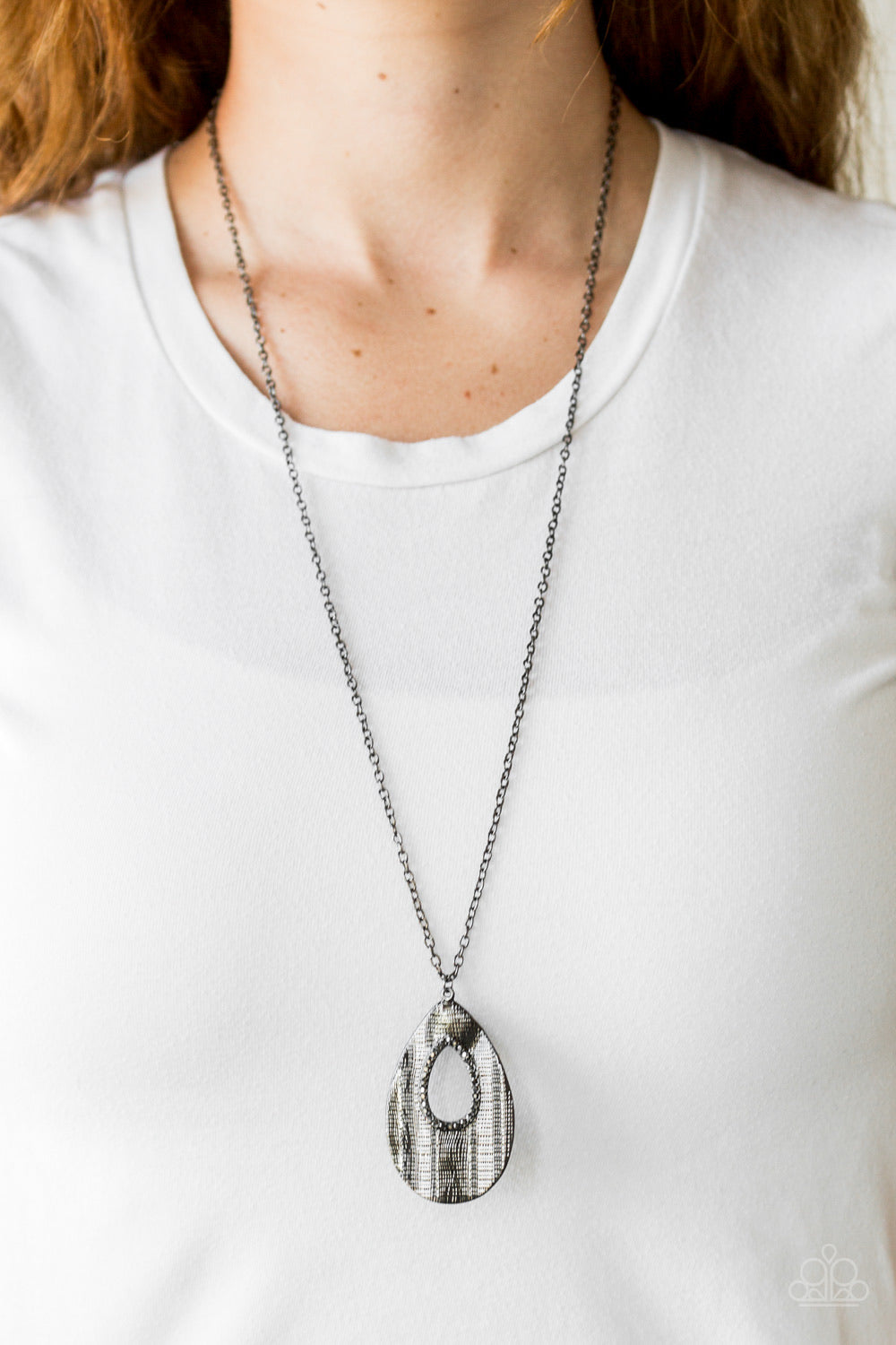 Stop, TEARDROP, and Roll - Black Necklace