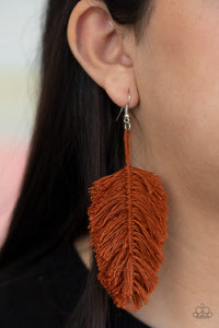 Hanging By A Thread - Brown Earring