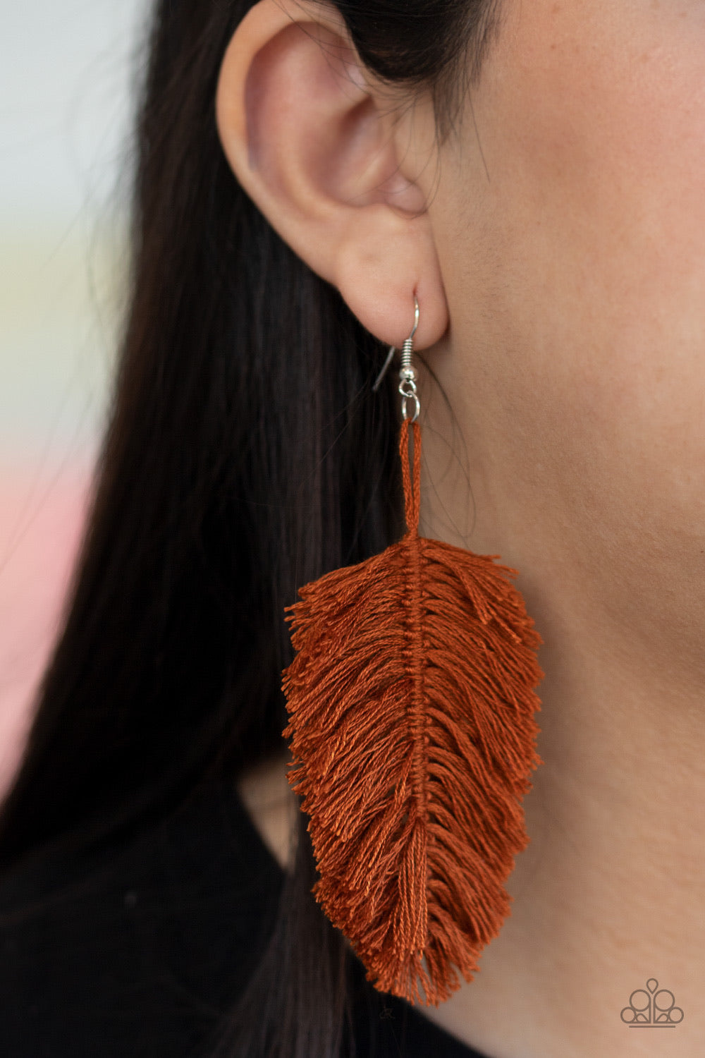 Hanging By A Thread - Brown Earring