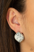 Load image into Gallery viewer, Marble Marvel - White Post Earring
