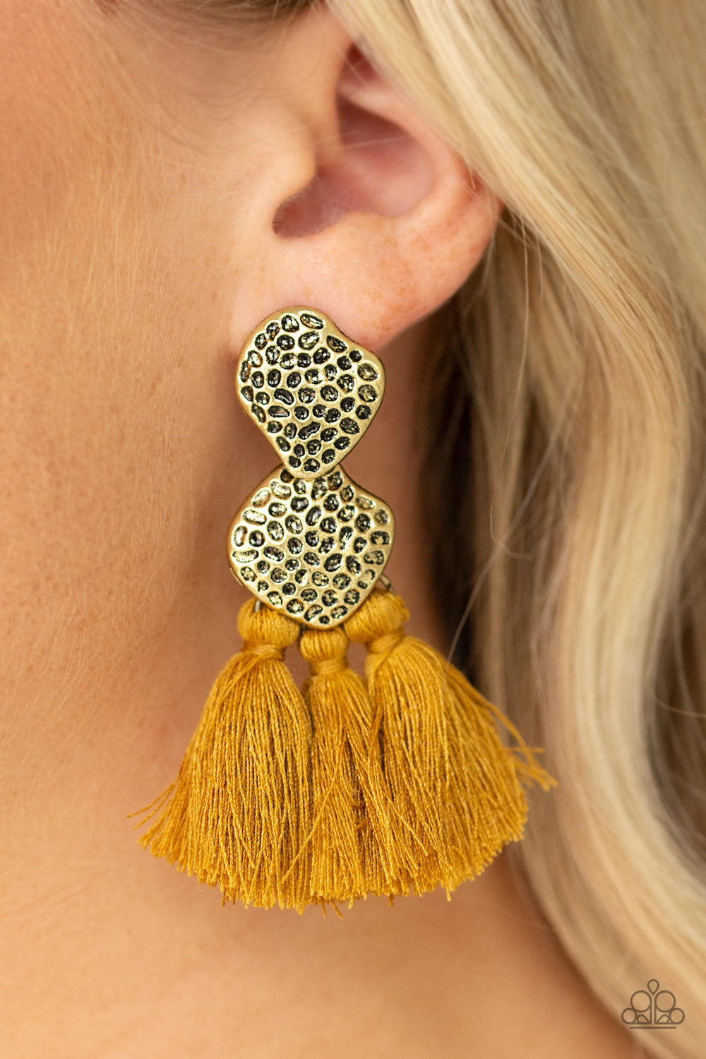 Tenacious Tassel - Yellow Post Earrings