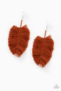Hanging By A Thread - Brown Earring