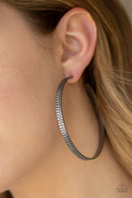 Load image into Gallery viewer, Retro Rebellion - Black Hoop Earrings
